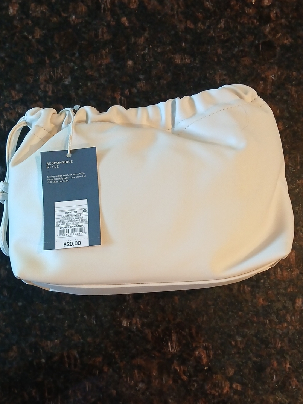Women's Cream Drawstring Purse